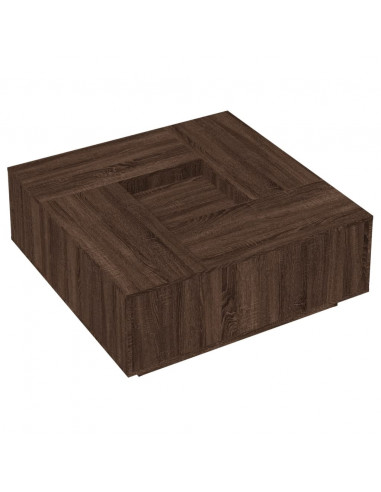 Tavolino Salotto Rovere Marrone 100x100x40 cm Legno Multistrato