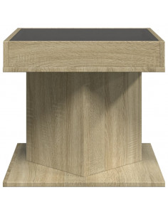 Tavolino Salotto con LED Rovere Sonoma 50x50x45 cm Multistrato 2