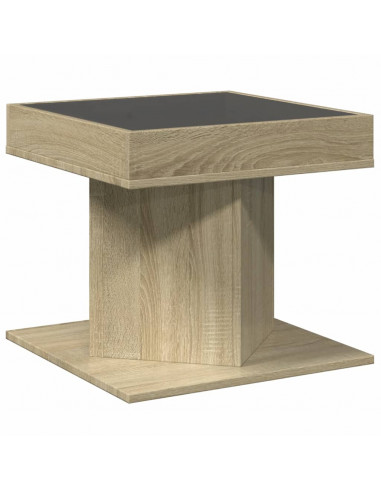 Tavolino Salotto con LED Rovere Sonoma 50x50x45 cm Multistrato
