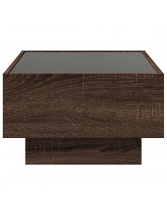 Tavolino Salotto con LED Rovere Marrone 70x50x30 cm Multistrato 2