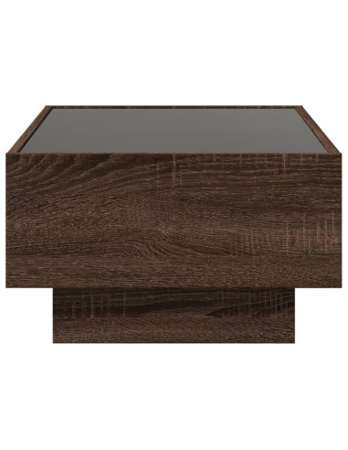 Tavolino Salotto con LED Rovere Marrone 70x50x30 cm Multistrato