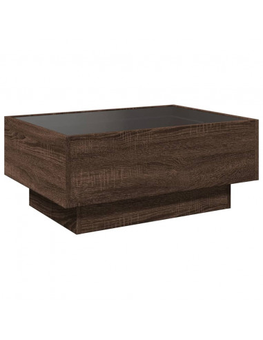 Tavolino Salotto con LED Rovere Marrone 70x50x30 cm Multistrato