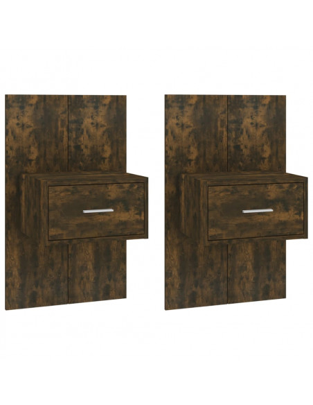 Comodini a Muro 2 pz Rovere Fumo