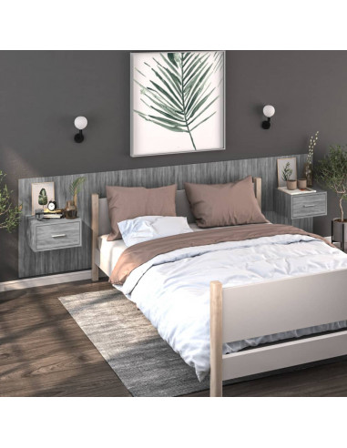 Comodino a Muro Grigio Sonoma