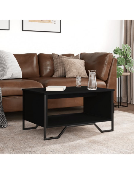 Tavolino da Salotto Nero 75x51x40 cm in Legno Multistrato