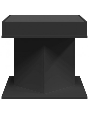 Tavolino Salotto con LED Nero 50x50x45 cm Legno Multistrato
