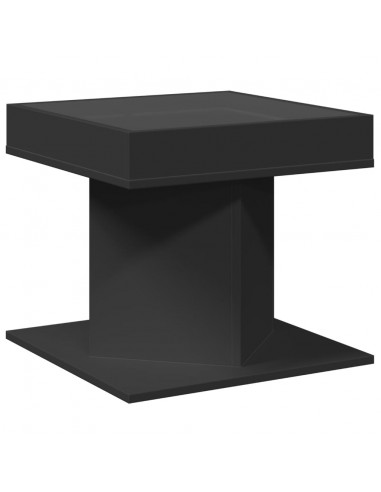Tavolino Salotto con LED Nero 50x50x45 cm Legno Multistrato