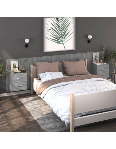 Comodino a Muro Grigio Sonoma