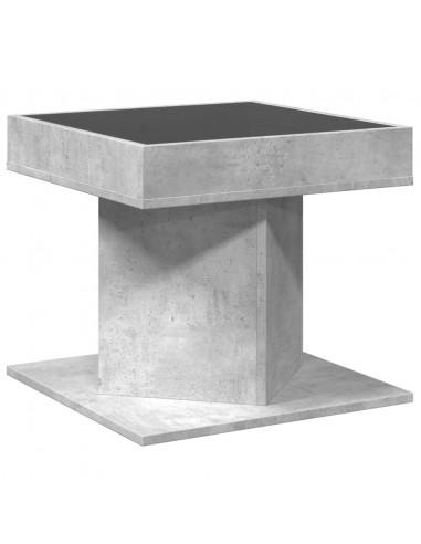Tavolino Salotto con LED Grigio Cemento 50x50x45 cm Multistrato
