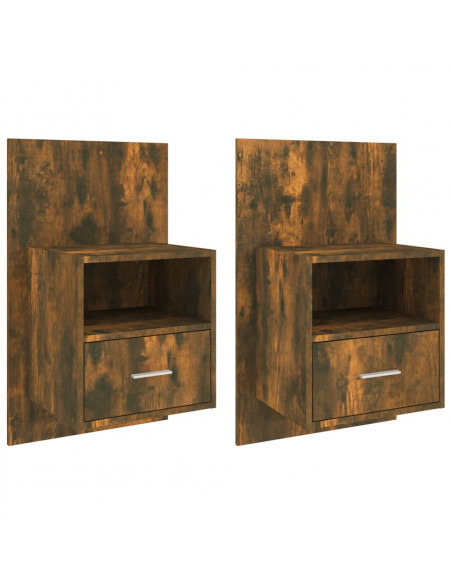 Comodini a Muro 2 pz Rovere Fumo