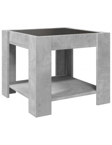 Tavolino Salotto con LED Grigio Cemento 53x53x45 cm Multistrato