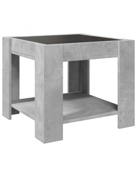 Tavolino Salotto con LED Grigio Cemento 53x53x45 cm Multistrato