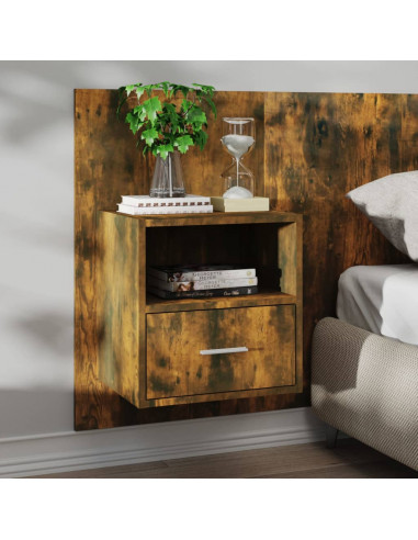 Comodini a Muro 2 pz Rovere Fumo