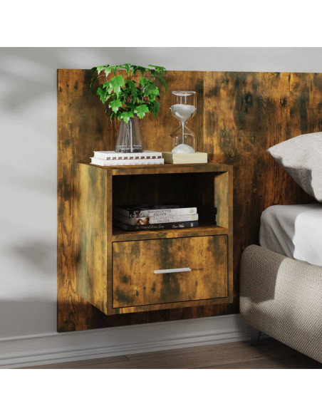 Comodini a Muro 2 pz Rovere Fumo
