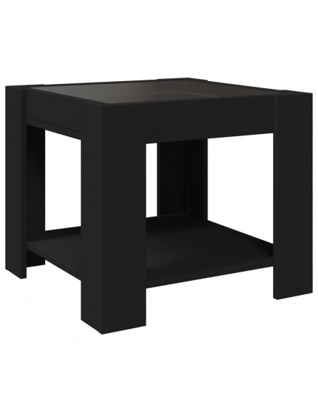 Tavolino Salotto con LED Nero 53x53x45 cm Legno Multistrato