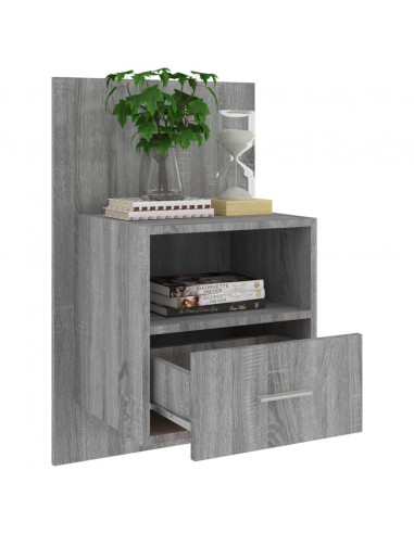 Comodino a Muro Grigio Sonoma