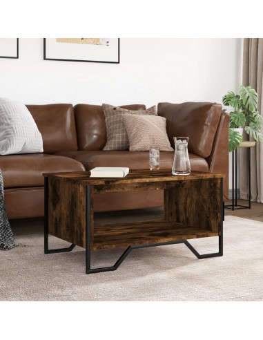 Tavolino da Salotto Rovere Fumo 75x51x40cm in Legno Multistrato