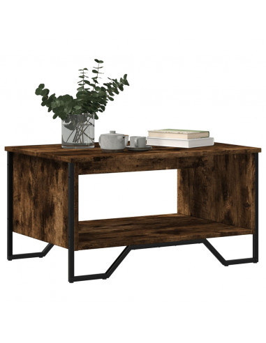 Tavolino da Salotto Rovere Fumo 75x51x40cm in Legno Multistrato