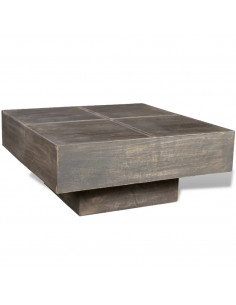 Tavolino Marrone Scuro Quadrato in Legno Massello di Mango 2