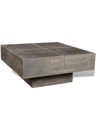 Tavolino Marrone Scuro Quadrato in Legno Massello di Mango