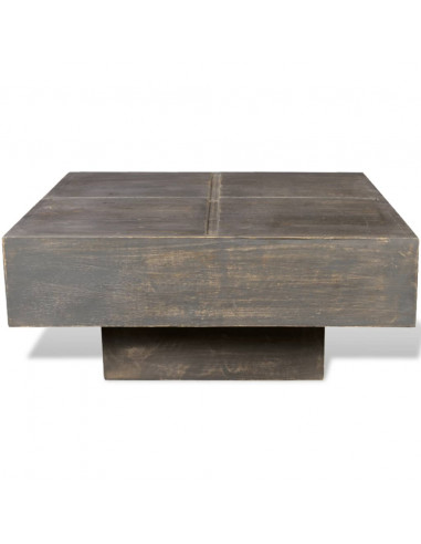 Tavolino Marrone Scuro Quadrato in Legno Massello di Mango