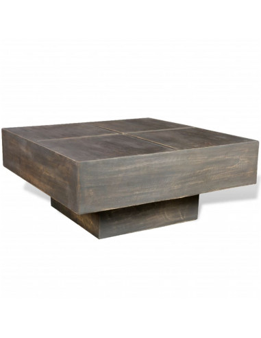 Tavolino Marrone Scuro Quadrato in Legno Massello di Mango