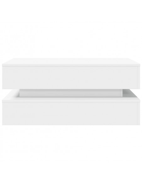 Tavolino da Soggiorno con Luci LED Bianco 90x50x40 cm