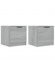 Comodino 2 pz Grigio Sonoma 40x39x40 cm 2