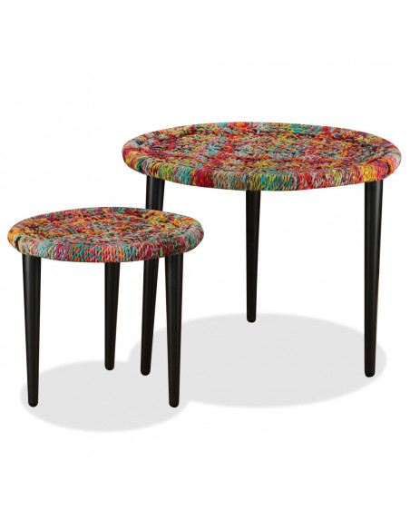 Set Tavolini da Caffè 2 pz con Dettagli Chindi Multicolore
