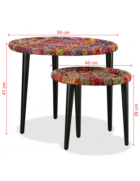 Set Tavolini da Caffè 2 pz con Dettagli Chindi Multicolore