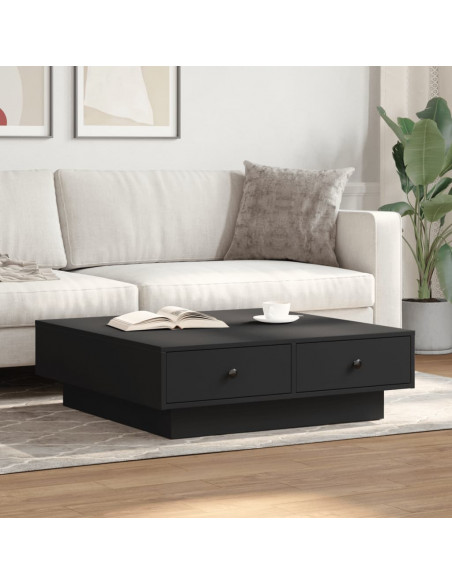 Tavolino da Salotto Nero 90x90x28 cm in Truciolato