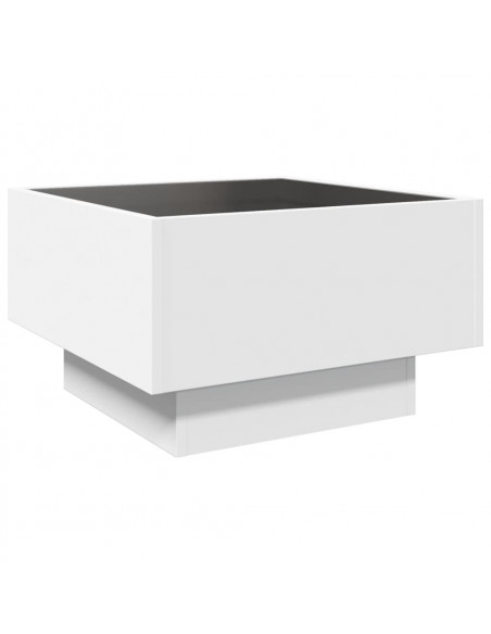Tavolino Salotto con LED Bianco 50x50x30 cm Legno Multistrato