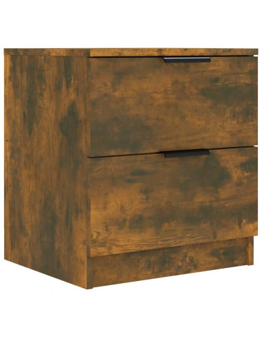 Comodini 2 pz Rovere Fumo in Legno Multistrato