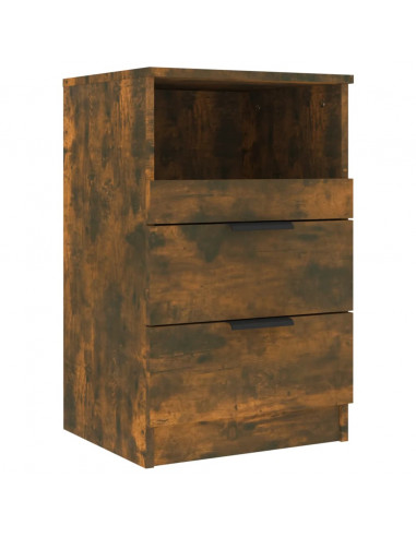 Comodini 2 pz Rovere Fumo in Legno Multistrato