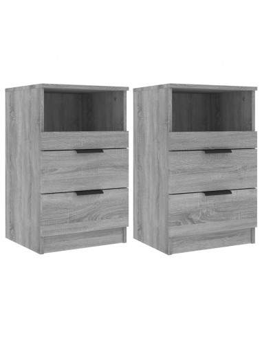 Comodini 2 pz Grigio Sonoma in Legno Multistrato