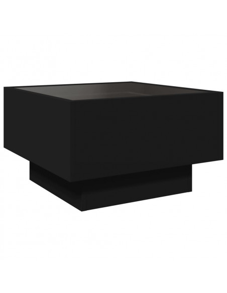 Tavolino Salotto con LED Nero 50x50x30 cm Legno Multistrato