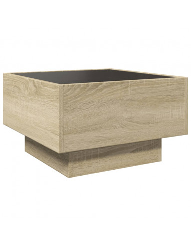 Tavolino Salotto con LED Rovere Sonoma 50x50x30 cm Multistrato