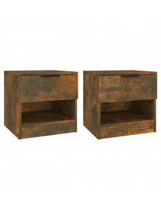 Comodini 2 pz Rovere Fumo in Legno Multistrato 2