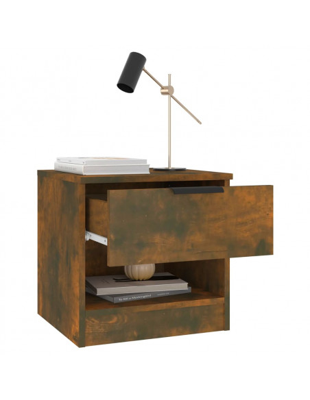 Comodini 2 pz Rovere Fumo in Legno Multistrato