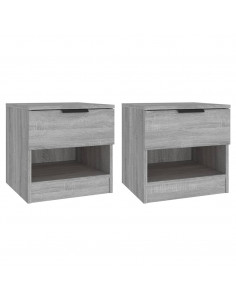 Comodini 2pz Grigio Sonoma in Legno Multistrato 2