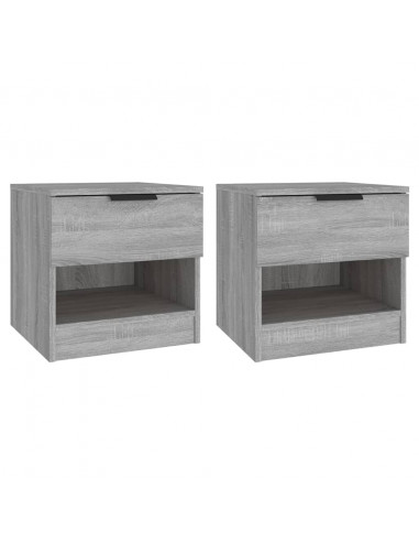 Comodini 2pz Grigio Sonoma in Legno Multistrato