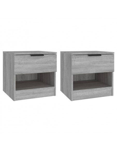 Comodini 2pz Grigio Sonoma in Legno Multistrato