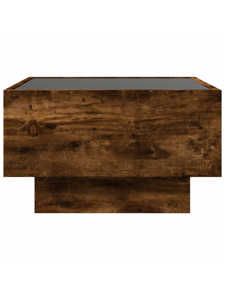 Tavolino Salotto con LED Rovere Fumo 50x50x30 cm Multistrato