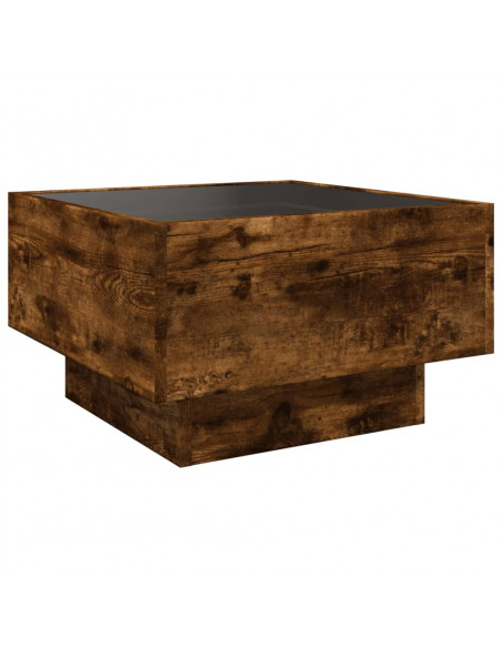 Tavolino Salotto con LED Rovere Fumo 50x50x30 cm Multistrato