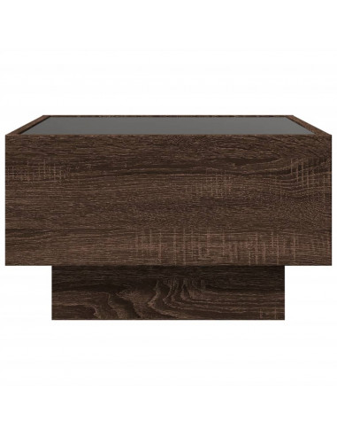 Tavolino Salotto con LED Rovere Marrone 50x50x30 cm Multistrato