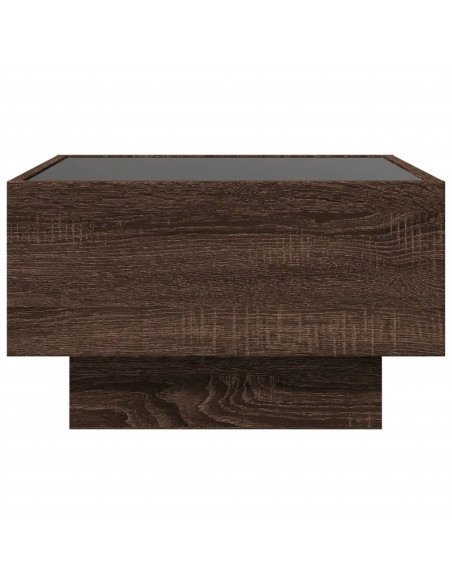 Tavolino Salotto con LED Rovere Marrone 50x50x30 cm Multistrato