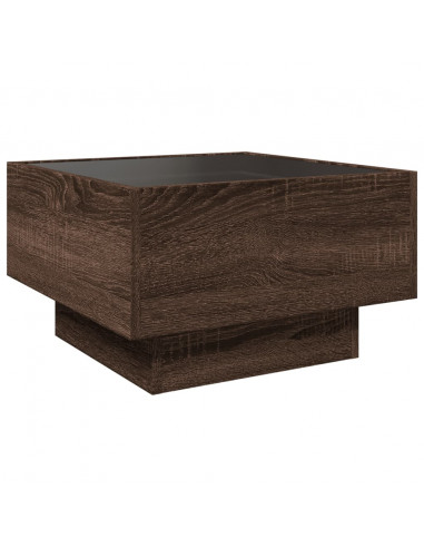 Tavolino Salotto con LED Rovere Marrone 50x50x30 cm Multistrato