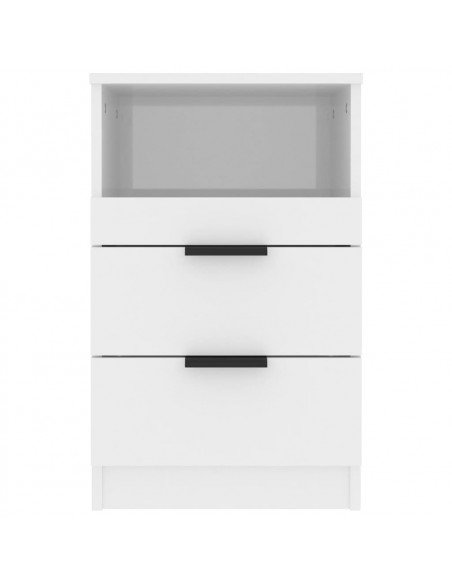 Comodini 2 pz Bianco Lucido in Legno Multistrato