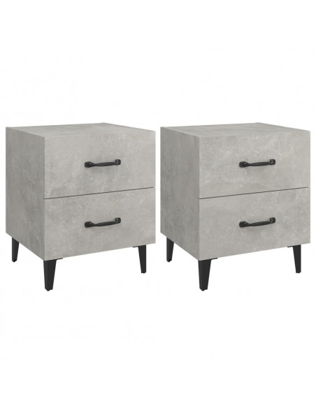 Comodini 2 pz Grigio Cemento 40x35x47,5 cm