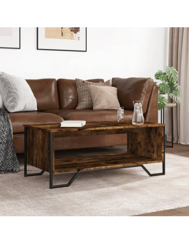 Tavolino da Salotto Rovere Fumo 100x51x40 cm Legno Multistrato
